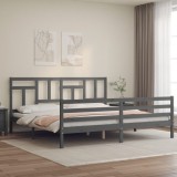 VidaXL Cadru pat cu tăblie 200x200 cm, gri, lemn masiv