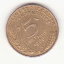 Franța 5 centimes 1966, primul an de batere. foto
