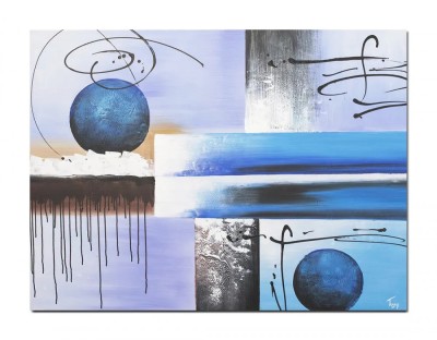 Tablou gigant abstract pictat manual birou, living, Calatorie prin spatiu, 120x90cm ulei pe panza in relief efect 3D, gata de expus pe perete foto
