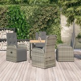 vidaXL Set mobilier de grădină cu perne, 5 piese, gri, poliratan 3157592