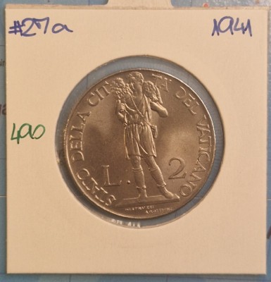 490 Vatican, 2 lire, 1941, KM#27a, Pius XII foto