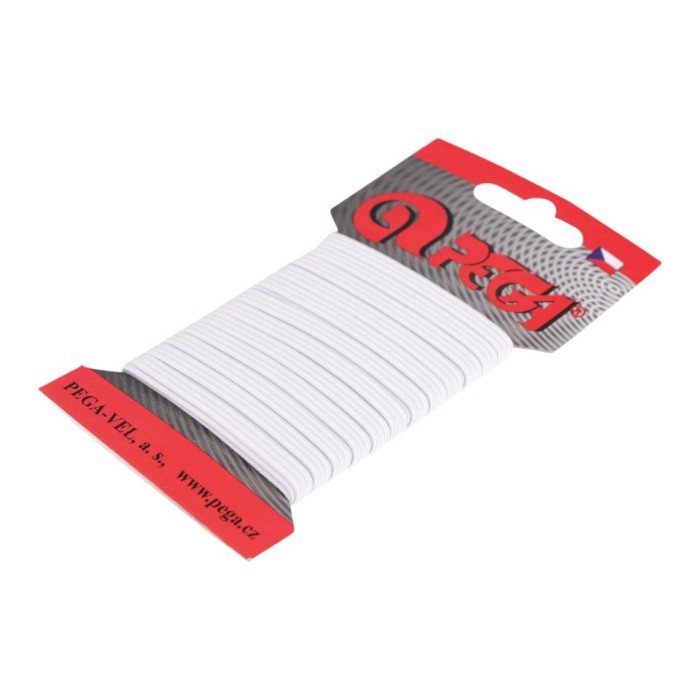 Elastic simplu plat, latime 4 mm, lungime 5 m, Alb