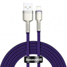 Cablu Alimentare si Date Baseus Cafule Metal Fast Charging USB la Lightning Iphone 2.4A braided 2m Violet foto
