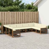 Cumpara ieftin Set de canapele de exterior 9 buc. 9-Locuri Natural si Crem