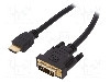 Cablu DVI - HDMI, DVI-D (18+1) mufa, HDMI mufa, 10m, negru, ASSMANN - AK-330300-100-S