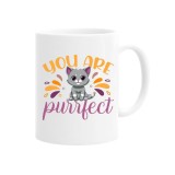 Cana alba personalizata &quot;you are purrfect cat&quot;, INOVATIX&reg;. 330ml