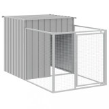 Cumpara ieftin Cusca pentru caini cu imprejmuire gri deschis 110x201x110 cm otel galvanizat