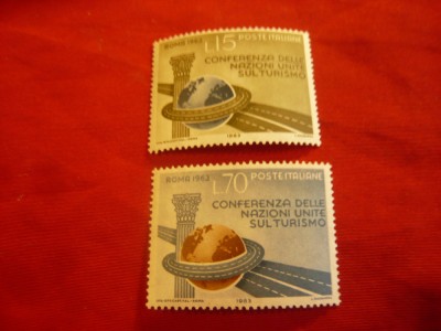 Serie Italia 1963 - Congres ONU -Turism , 2 valori foto