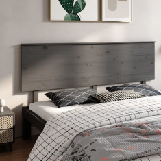 Tăblie de pat, gri, 204x6x82,5 cm, lemn masiv de pin