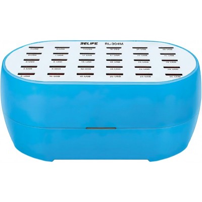 Incarcator Statie Relife RL-304M, 160W, 2.4A, 30 x USB-A, Albastru foto