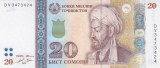 Bancnota Tadjikistan 20 Somoni 2021 - P25 UNC ( vezi descriere )