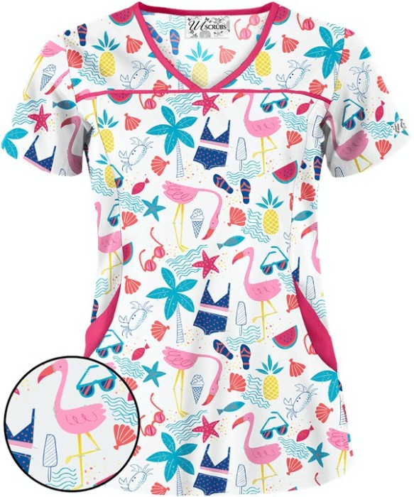Bluza medicala „Flamingo beach” (UA864FMO) Bluza medicala „Flamingo beach” (UA864FMO)