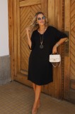 Rochie scurta neagra cu maneci