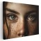 Tablou canvas portret fetita cu pistrui, detaliu ochi, maro, gri 1238 Tablou canvas pe panza CU RAMA 80x120 cm