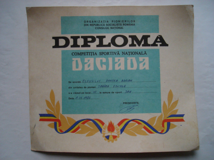 Diploma Daciada 1986, locul III la sah