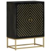 Servantă cu 2 uși, negru/auriu, 55x30x75 cm, lemn masiv mango