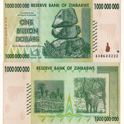 ZIMBABWE 1.000.000.000 dollars 2008 UNC!!! foto