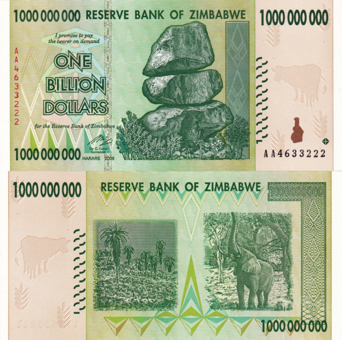 ZIMBABWE 1.000.000.000 dollars 2008 UNC!!!