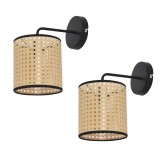 Set 2 bucati aplice perete Southend neu 40W 1xE14 negru bej [lux.pro] HausGarden Leisure