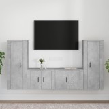 Cumpara ieftin Set dulap TV, 4 piese, gri beton, lemn prelucrat