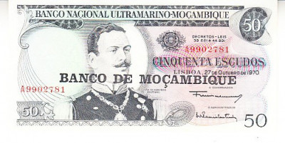 M1 - Bancnota foarte veche - Mozambic - 50 escudos - 1970 foto