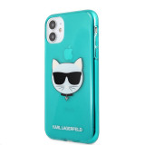 Husa TPU Karl Lagerfeld Choupette Head pentru Apple iPhone 11, Turcoaz KLHCN61CHTRB