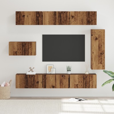 vidaXL Set comodă TV 8 pcs Lemn vechi 30.5 x 30 x 90 cm Lemn compozit foto