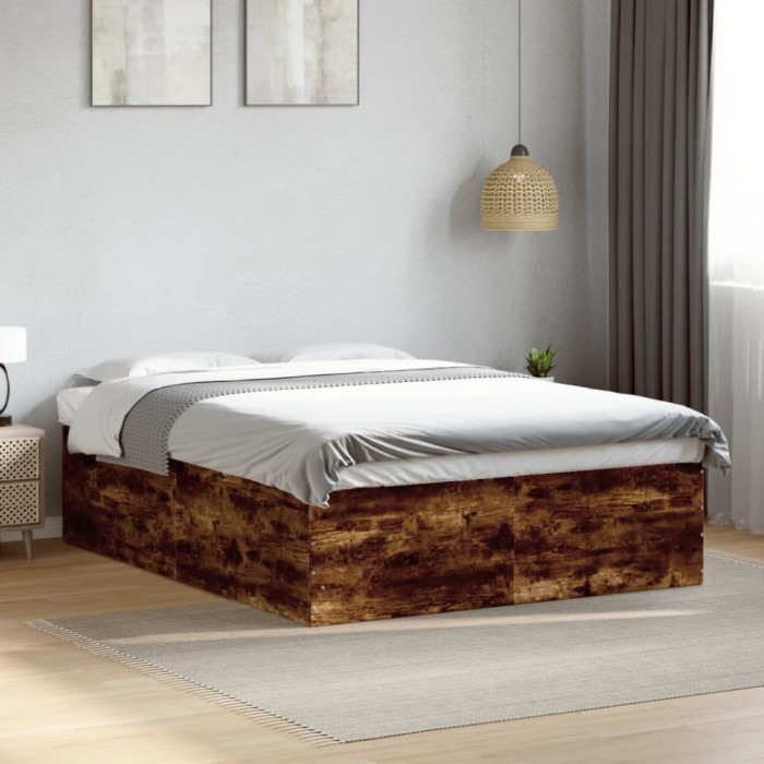 vidaXL Cadru de pat, stejar fumuriu, 160x200 cm, lemn prelucrat 3280913