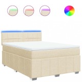 Cumpara ieftin Pat box spring cu saltea, crem, 140x200 cm, textil