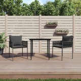 Set 2 Scaune Gradina Gossi Poliratan Negru cu Perne Gri Inchis 54x61x83cm