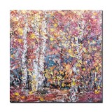 Cumpara ieftin Tablou GIGANT impasto pictat manual, Padure de mesteceni, 100x100cm acril pe panza in relief efect 3D, Kenny Varniote