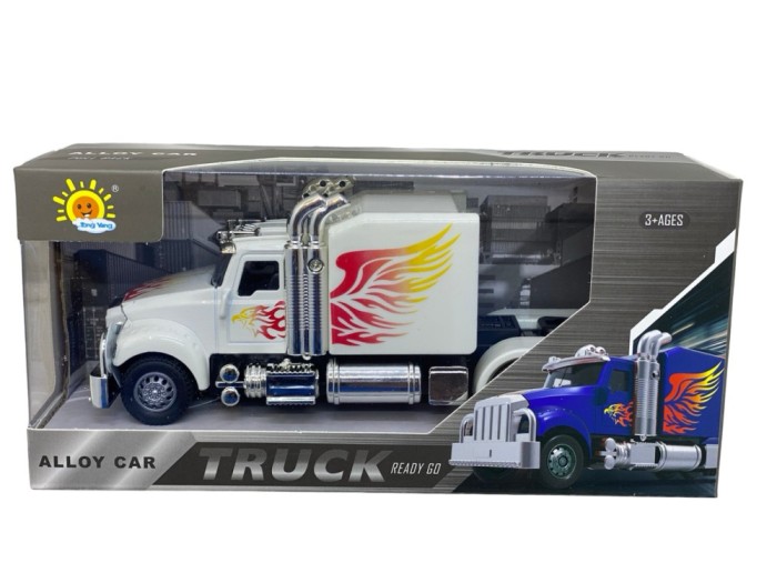 Macheta Cap tractor tir american alb cu sunet si lumini