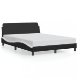 VidaXL Cadru de pat cu tăblie, negru/alb, 140x200 cm, piele ecologică