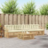 vidaXL Set de canapele de exterior cu pernă 5 pcs Alb și crem 3390020