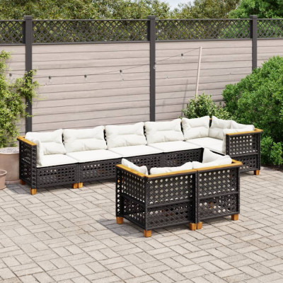 Set mobilier de gradina cu perne, 8 piese, negru, poliratan GartenMobel Dekor foto