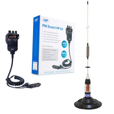 Pachet Statie radio CB PNI Escort HP 62, ASQ, RF Gain si Antena CB PNI ML70 cu baza magnetica 145 mm inclusa foto