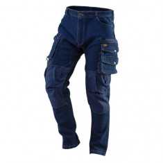 Pantaloni de lucru tip blugi, cu intariri pentru genunchi, model Denim, marimea M/50, NEO GartenVIP DiyLine