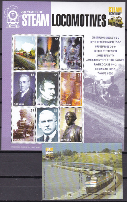 Grenada 2004 trenuri locomotive MI 5448-5477 3 klb.+ 3 Bl. MNH