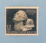 Germania Reich 1942 Ziua Comemorării Eroilor Heldengedenktag 12+38pf Albastru-Negru MNH Neștampilat - OREF1
