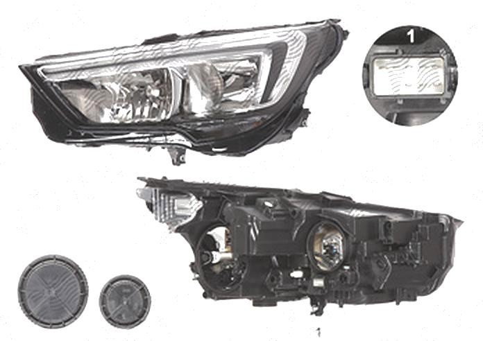 Far Opel Crossland X, 03.2017-, fata, Stanga, cu LED daytime running light; H7+H7; electric; cu motor; cu becuri;