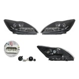 Set faruri Ford Focus 2 (Da), 01.2008-12.2010, partea Stanga+Dreapta, Tuning, Fata, cu lumina de parcare LED; H1+H3; manual; negru, transparent; tuni, Rapid