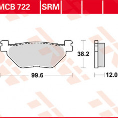 Set placute frana fata TRW MCB722 - Yamaha XP 500 T-Max (01-03) - XP 530 T-Max (12-16) - XP 530 T-Max ABS (17-20)