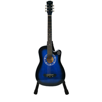 Chitara clasica IdeallStore&amp;reg;, 95 cm, lemn, Cutaway, albastru, stativ inclus foto