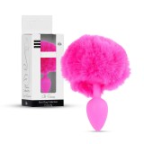 Plug anal B-Series Bunny Tail Roz Silicon, 6.5cm x 2.7cm, Coada Detasabila, Pentru Incepatori