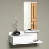 Raft de perete cu oglinda Gundso alb [en.casa] HausGarden Leisure