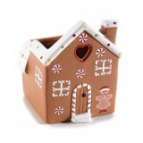 Decoratiune ceramica multicolora Casuta Turta Dulce II 8.5x8.5x11 cm