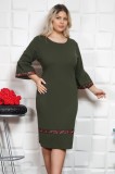 Cumpara ieftin Rochie Maria cu maneca clopot olive - 52Marimea