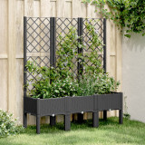 Jardiniera de gradina cu spalier, negru, 120x40x142 cm, PP GartenMobel Dekor, vidaXL