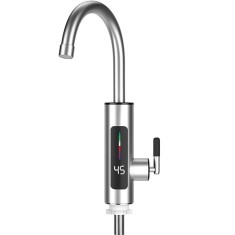 Robinet Electric Pentru Incalzire Apa Instant, cu Afisaj LED, 45&deg;C-60&deg;C, 0.15-0.6 MPa, Putere 3000 W, Montare Chiuveta, Inox, Rotire 360 Grade, YWX, A