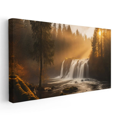 Tablou peisaj cascada apus Tablou canvas pe panza CU RAMA 40x80 cm foto